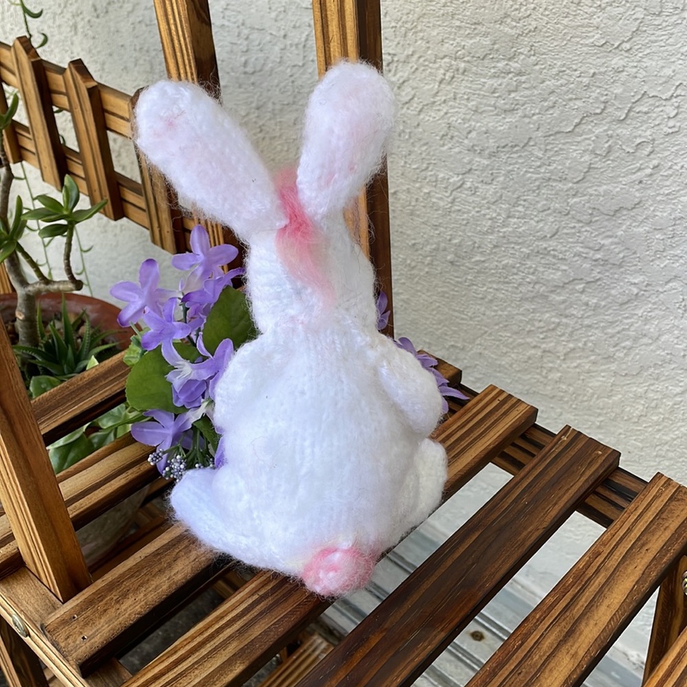 Hand crafted knit and needle felted love bunny rabbit great gift - Picture 4 of 8